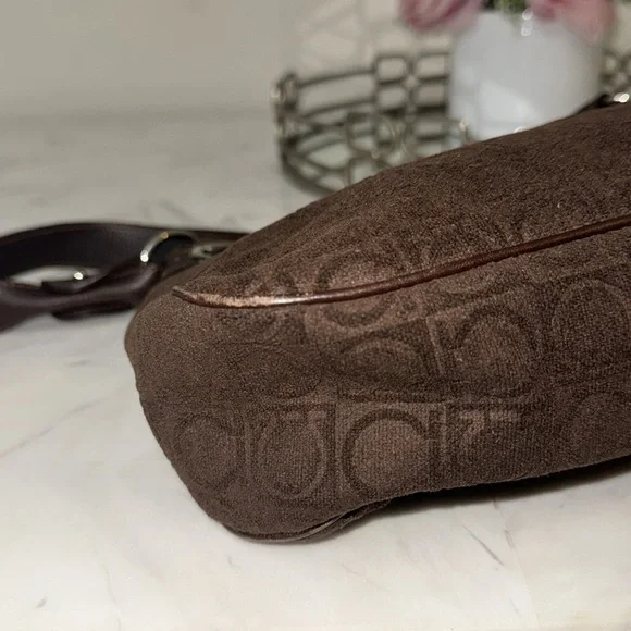 Salvatore Ferragamo Gancini Shoulder Bag/Brown Monogram Canvas/Authentic bag - Picture 9 of 16